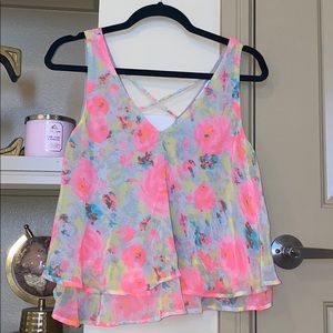 Lush floral flowy neon tank